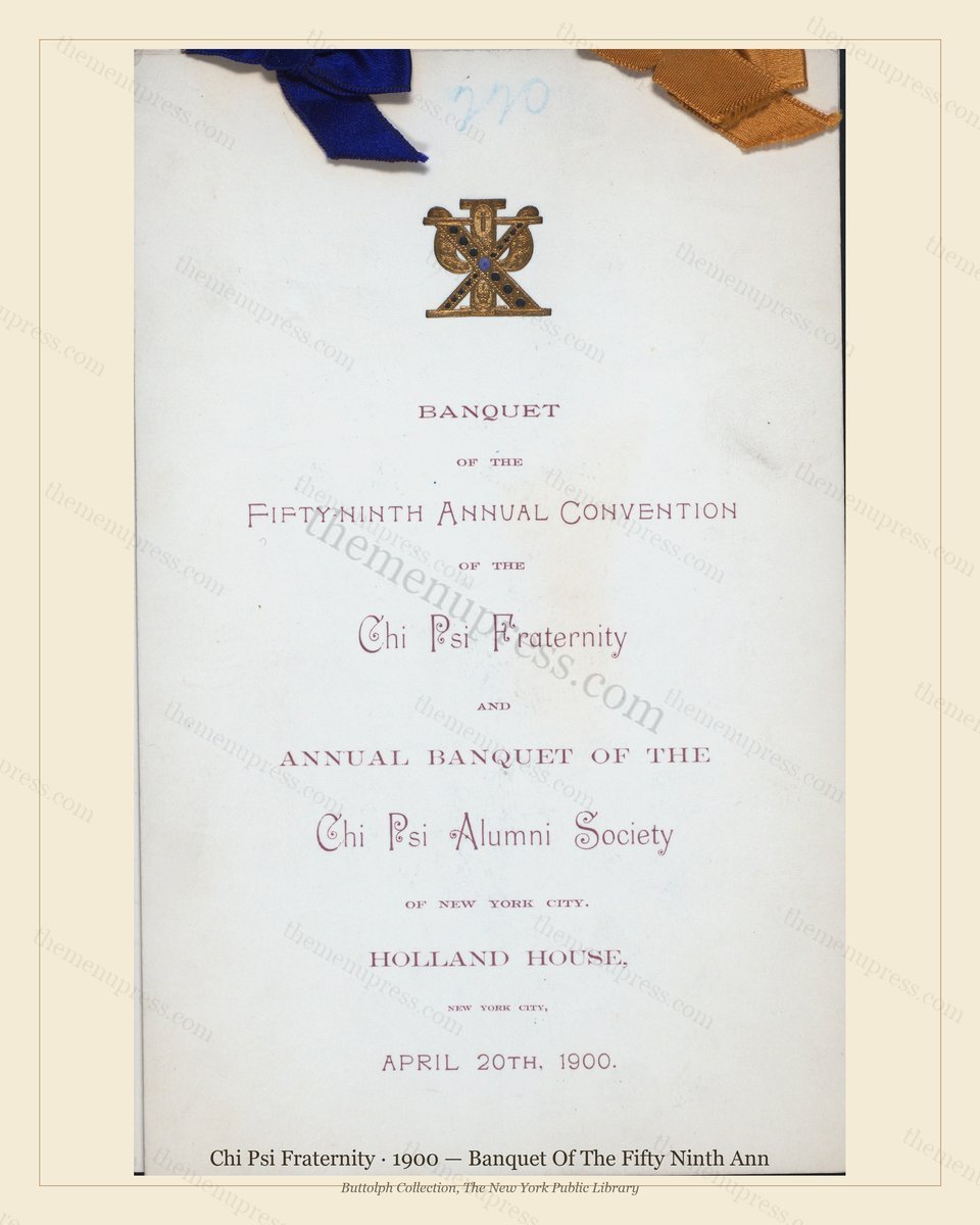 Vintage menu preview — 1900 Vintage Banquet Menu — Chi Psi Fraternity, Manhattan Gilded Age Banquet (Co