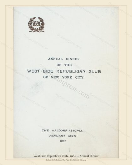 Vintage menu preview — 1901 Vintage Dinner Menu — West Side Republican Club, Manhattan Gilded Age Banqu