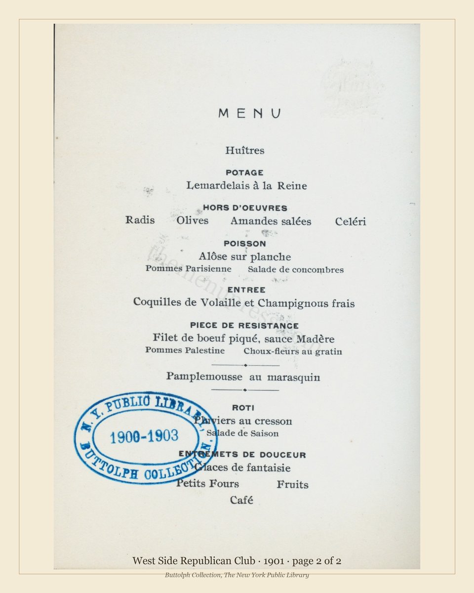 Vintage menu — page 2 of 2