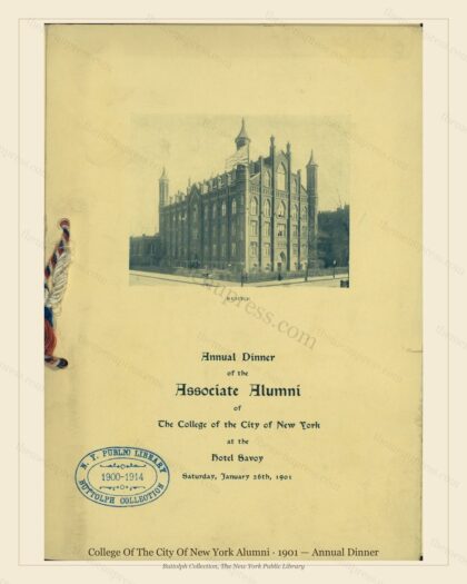Vintage menu preview — 1901 Vintage Dinner Menu — College of the City of New York Alumni, Manhattan Gil