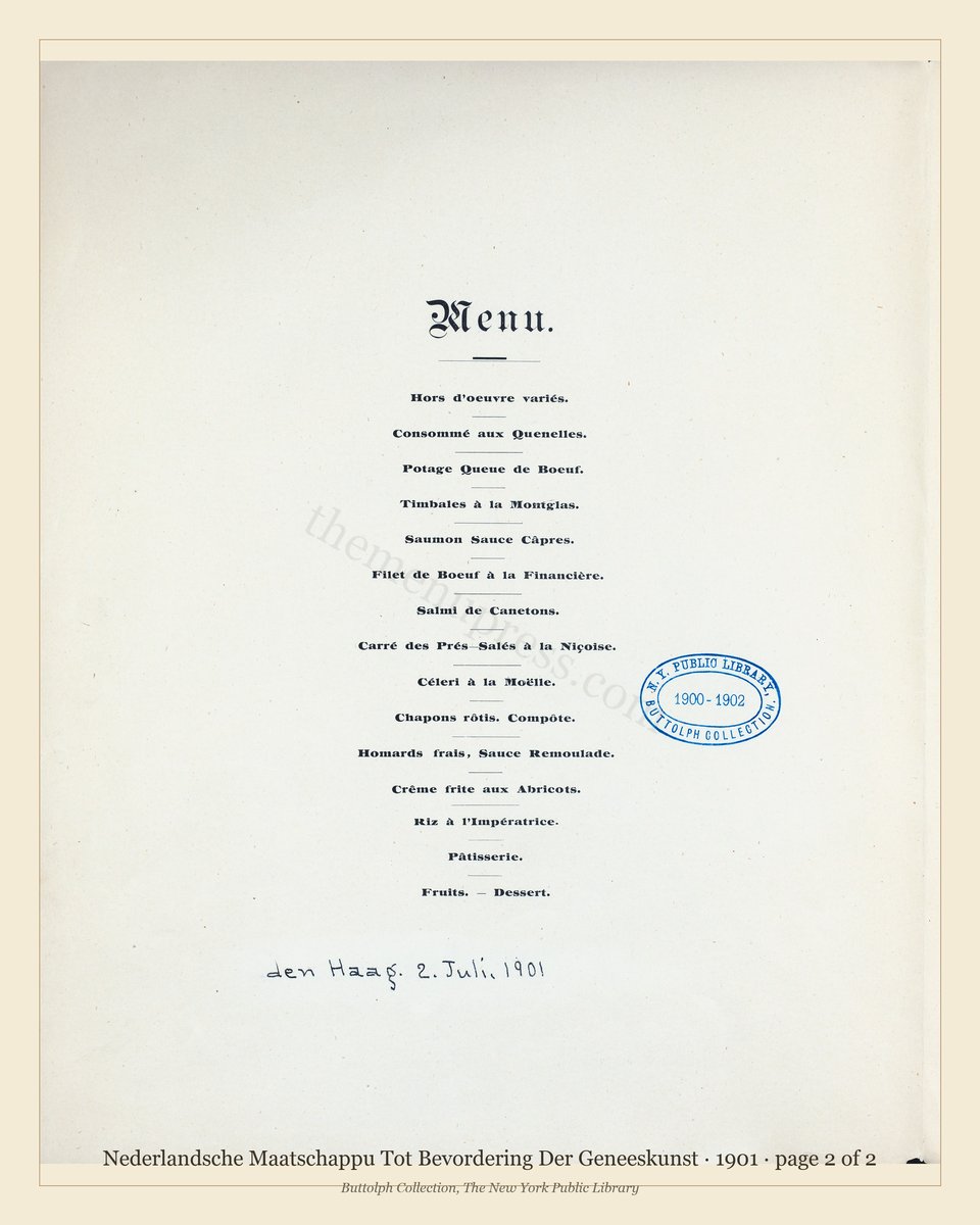 Vintage menu — page 2 of 2