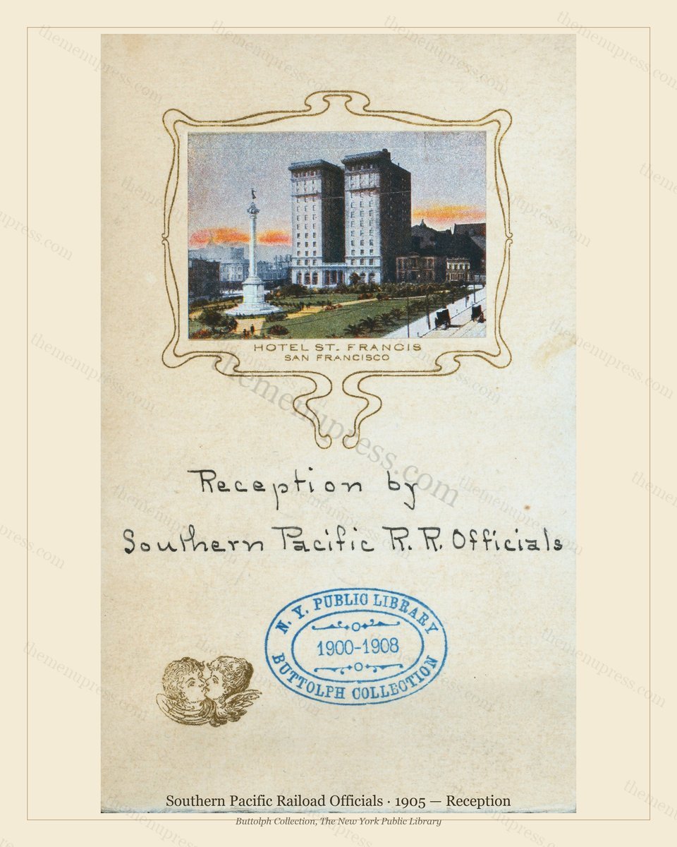 Vintage menu preview — 1905 Vintage Banquet Menu — Southern Pacific Raiload Officials, Manhattan Gilded