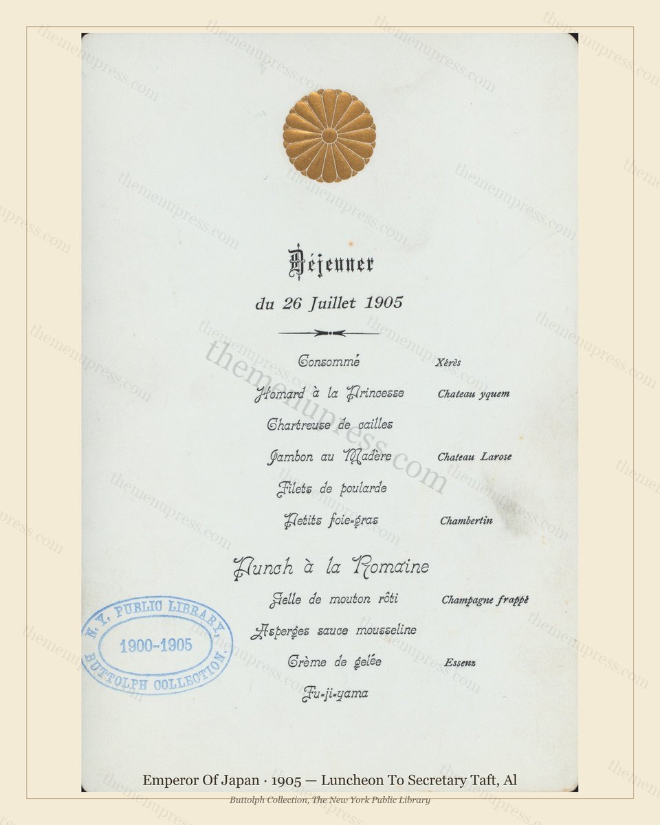 Vintage menu preview — 1905 Vintage Lunch Menu — Emperor of Japan, Manhattan Gilded Age Banquet (Comple