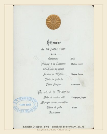Emperor Of Japan · 1905 — Luncheon To Secretary Taft, Al