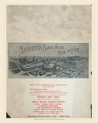 1905 Vintage Banquet Menu — Manhattan Beach Hotel, Manhattan Gilded Age Banquet — preview image
