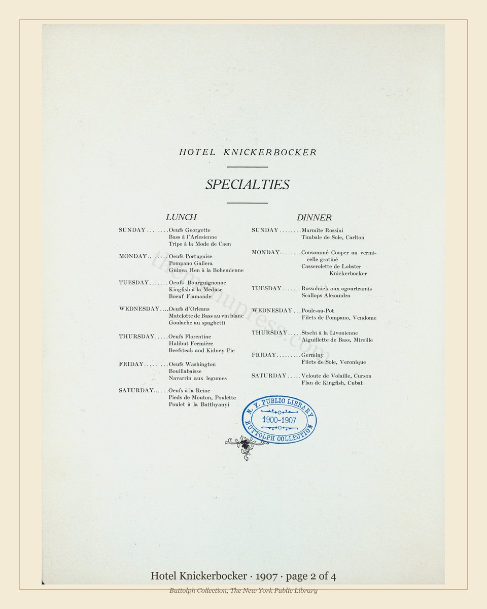 Vintage menu — page 2 of 4