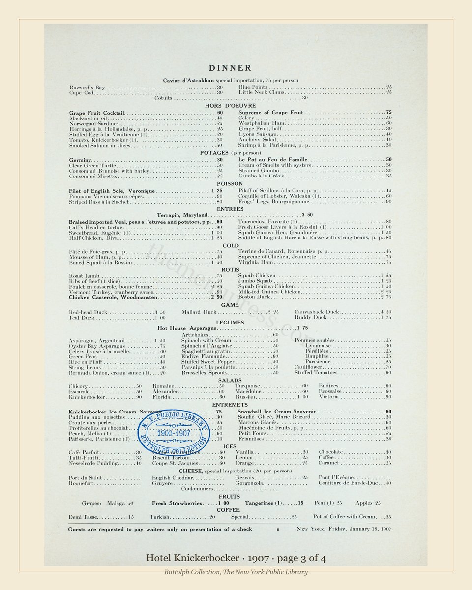 Vintage menu — page 3 of 4