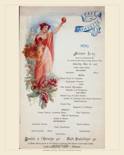 Cafe Lafayette · 1907 — Dinner