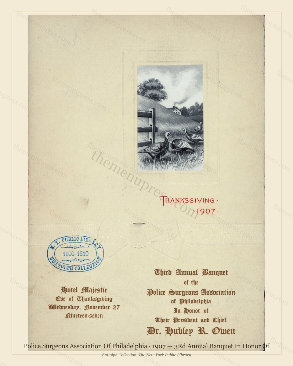 Vintage menu preview — 1907 Vintage Banquet Menu — Police Surgeons Association of Philadelp, Manhattan