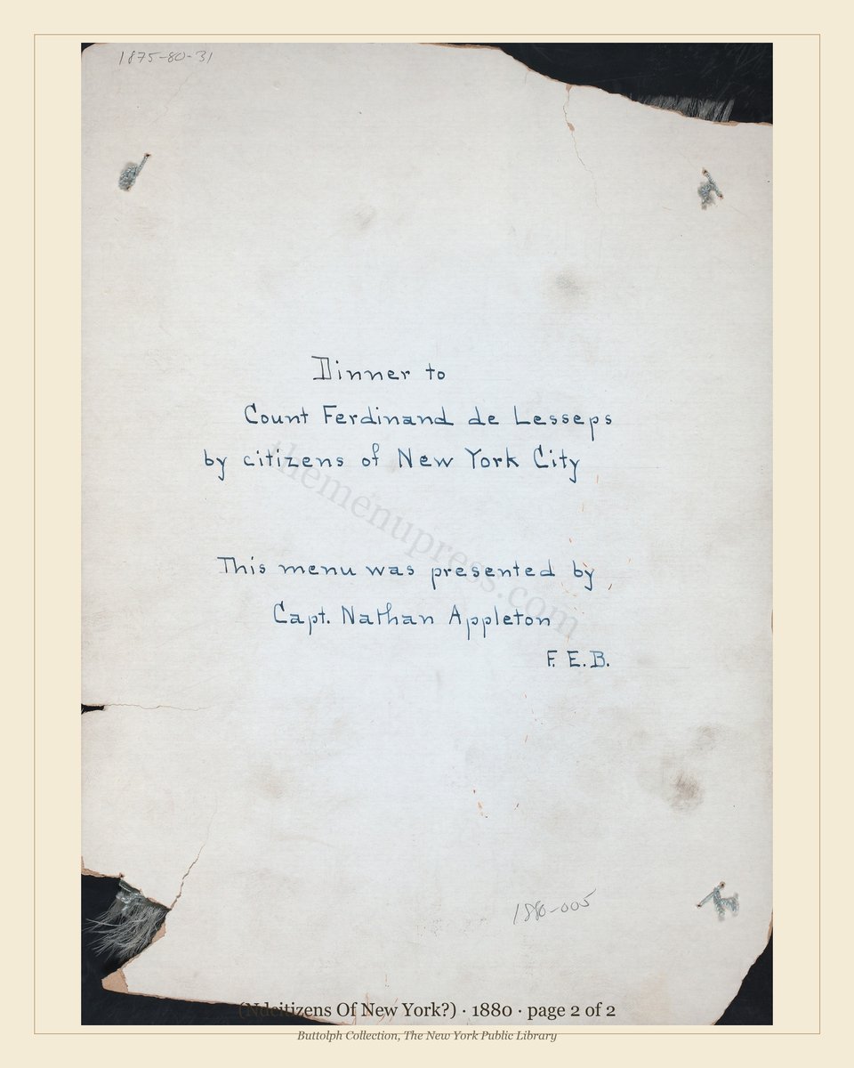 Vintage menu — page 2 of 2