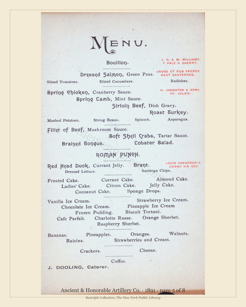 Vintage menu — page 5 of 8