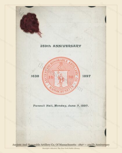 Vintage menu preview — 1897 Vintage Banquet Menu — Ancient and Honorable Artillery Co. of M, American M