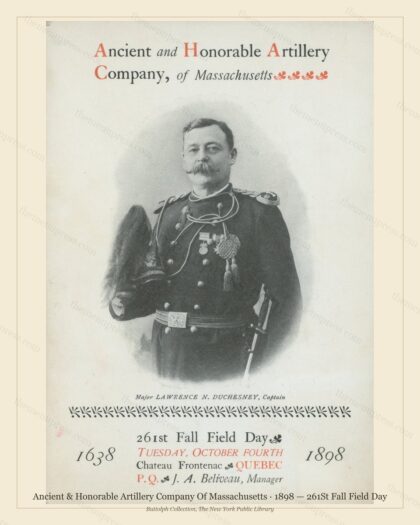 Vintage menu preview — 1898 Vintage Banquet Menu — Ancient & Honorable Artillery Company of, Americ