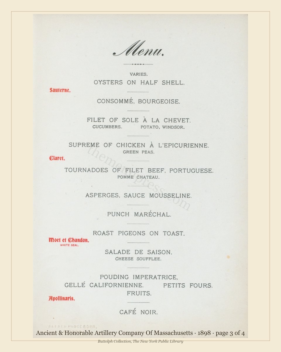 Vintage menu — page 3 of 4