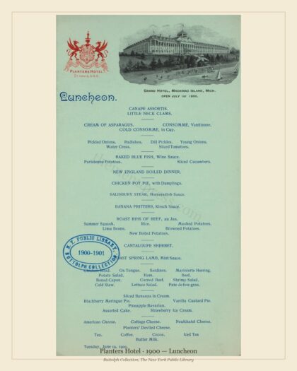 Planters Hotel · 1900 — Luncheon