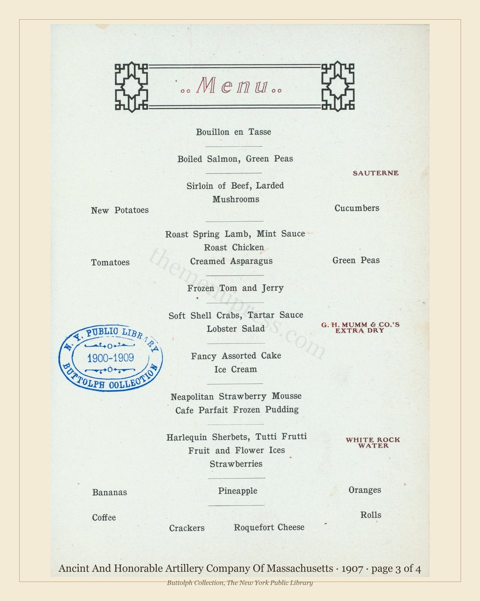Vintage menu — page 3 of 4