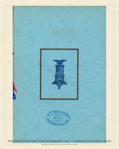 Vintage menu preview — 1907 Vintage Lunch Menu — Department of New York Grand Army Republ, American Mil