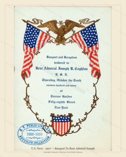 Vintage menu preview — 1907 Vintage Banquet Menu — U.S. Navy, American Military Banquet (Complete 4-Pag
