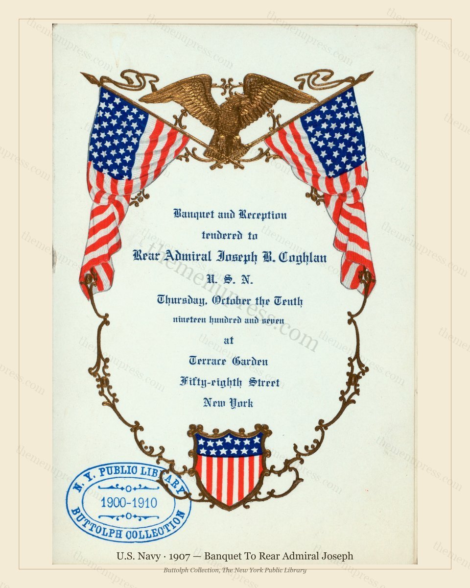 Vintage menu preview — 1907 Vintage Banquet Menu — U.S. Navy, American Military Banquet (Complete 4-Pag