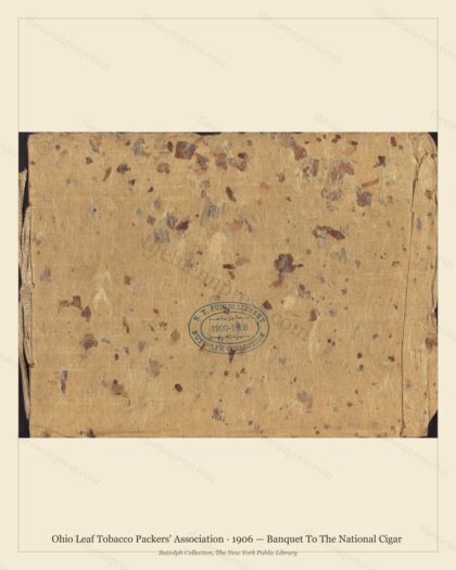 Vintage menu preview — 1906 Vintage Banquet Menu — Ohio Leaf Tobacco Packers' Association, American Mil