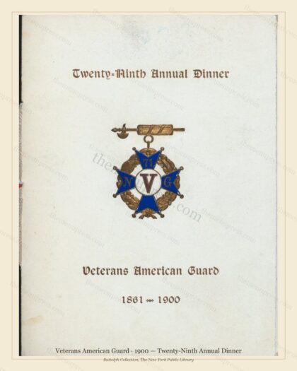 Vintage menu preview — 1900 Vintage Dinner Menu — Veterans American Guard, American Military Banquet (C