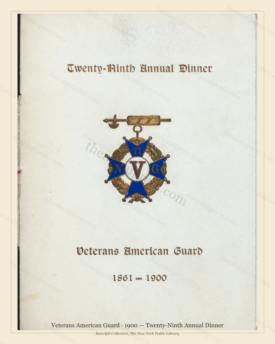 Vintage menu preview — 1900 Vintage Dinner Menu — Veterans American Guard, American Military Banquet (C