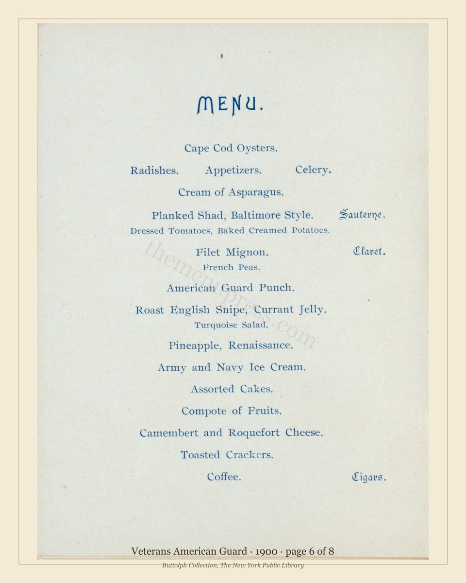 Vintage menu — page 6 of 8