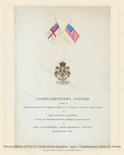 Vintage menu preview — 1900 Vintage Dinner Menu — Warrant Officers of the U.S. North Atlan, American Mi
