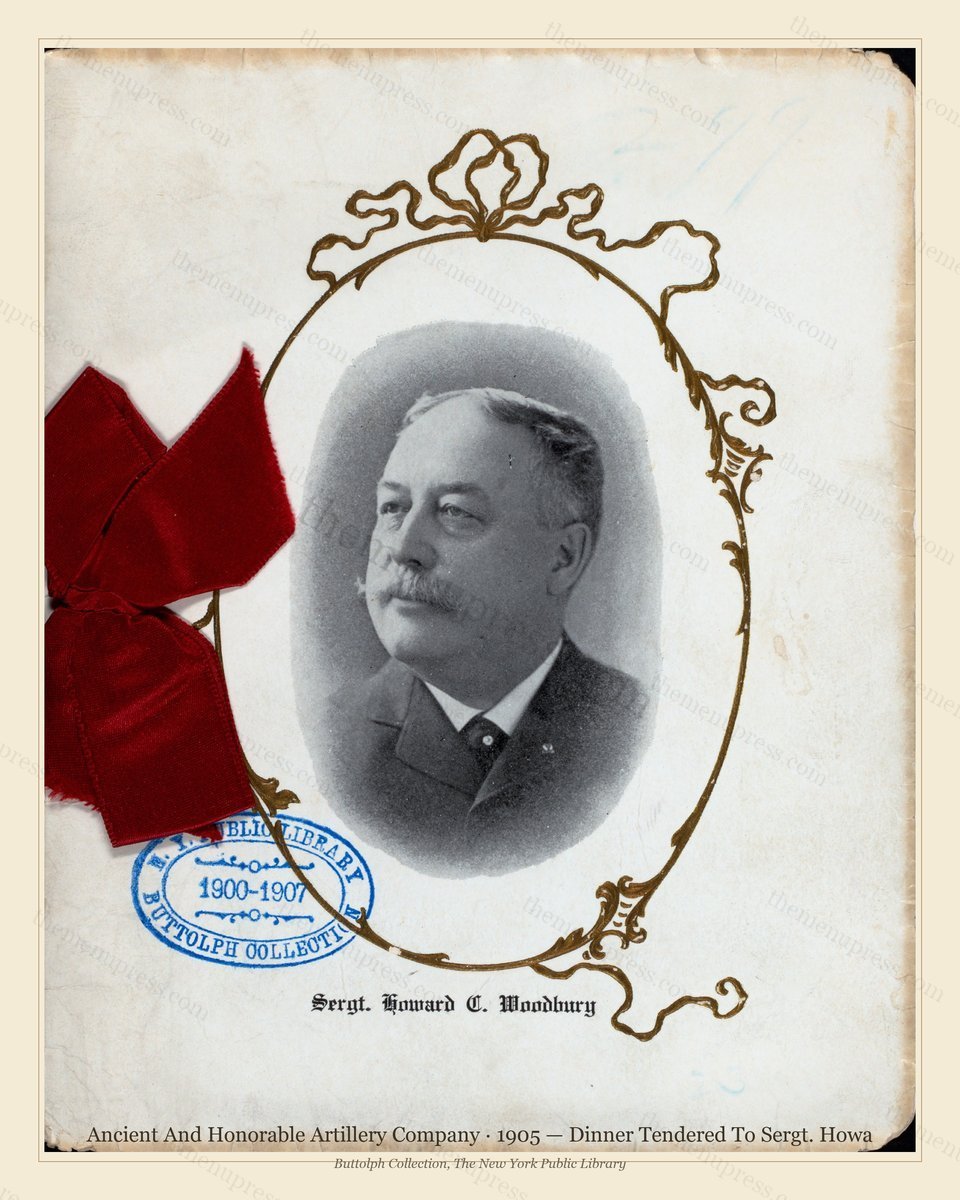 Vintage menu preview — 1905 Vintage Dinner Menu — Ancient and Honorable Artillery, American Military Ba