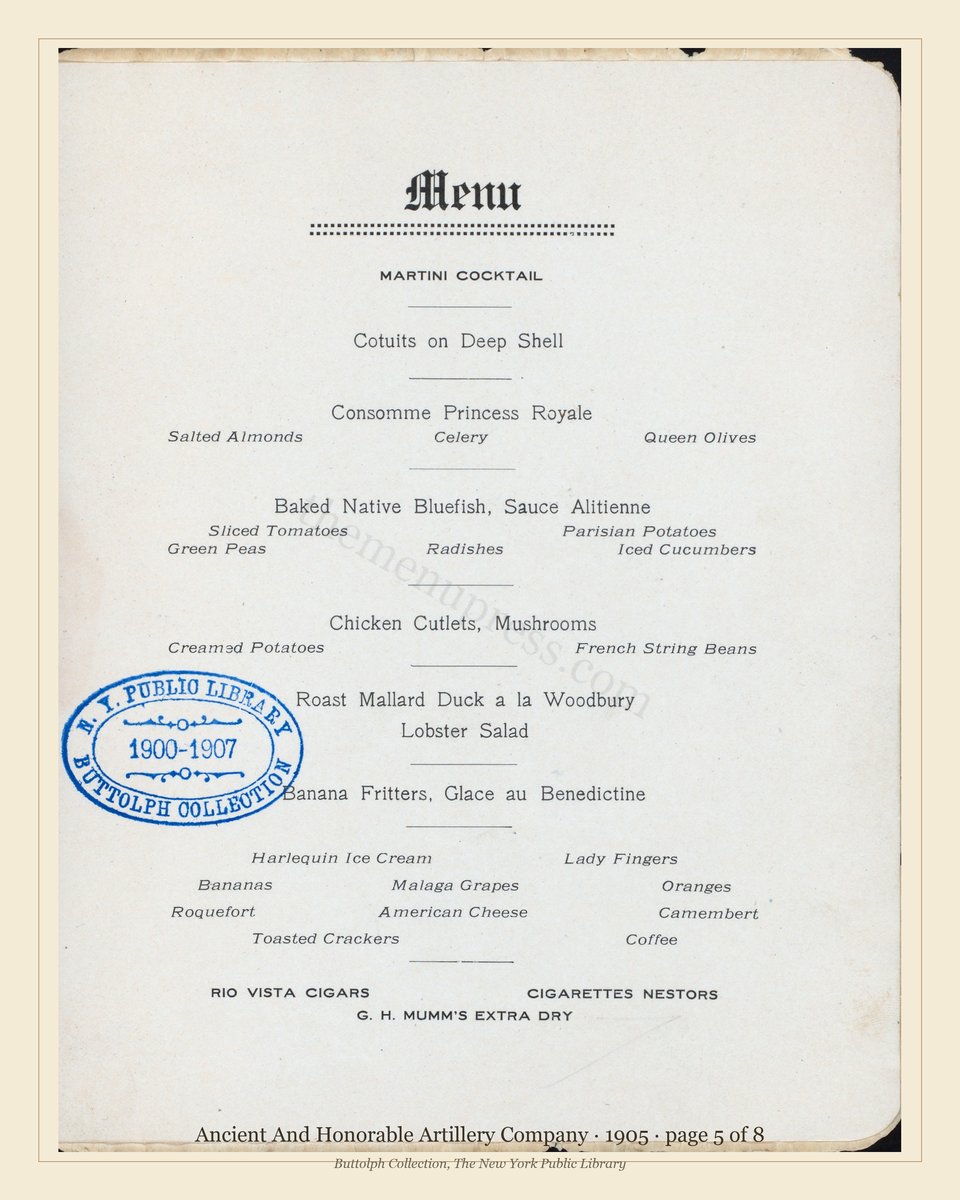 Vintage menu — page 5 of 8