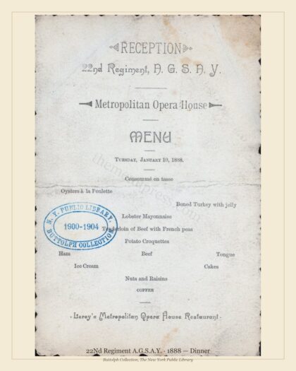22Nd Regiment A.G.S.A.Y. · 1888 — Dinner