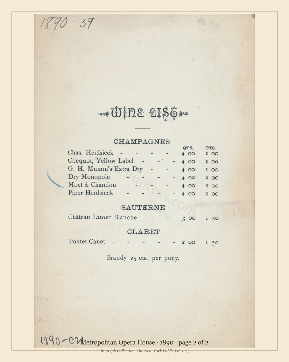 Vintage menu — page 2 of 2
