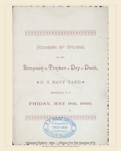 (Simpson Timber) · 1890 — (Dinner) For The Opening Of Si