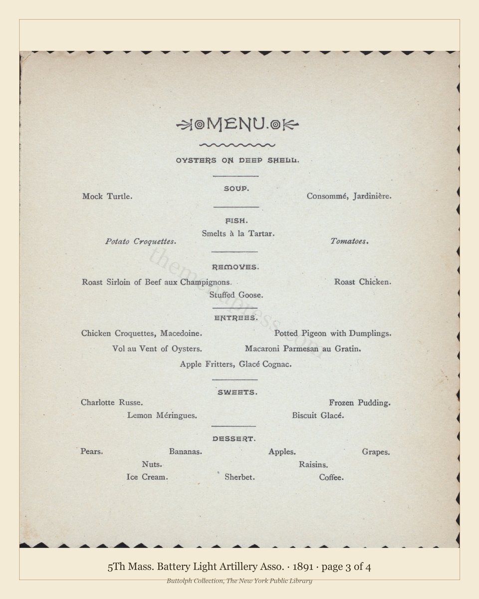 Vintage menu — page 3 of 4