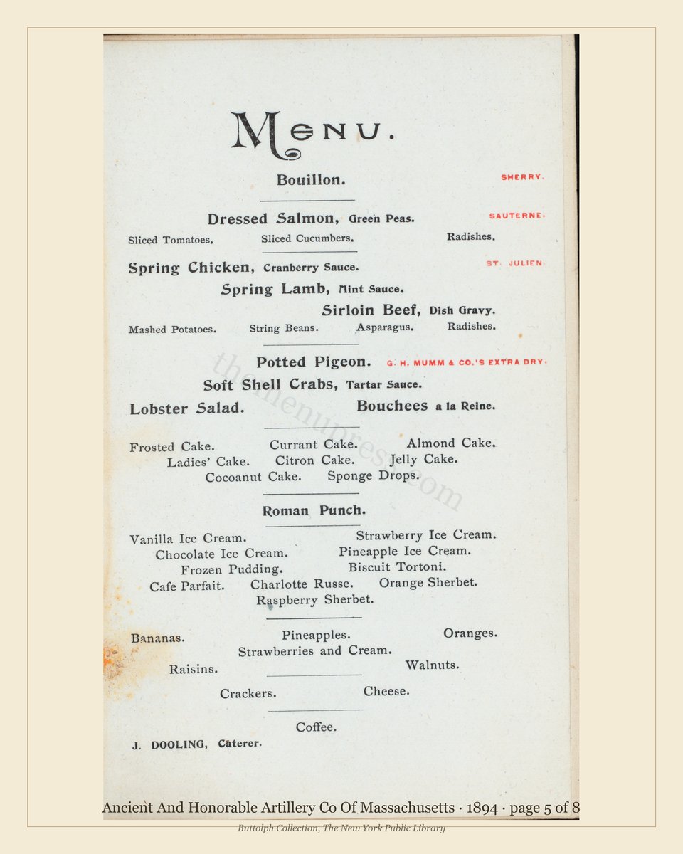 Vintage menu — page 5 of 8