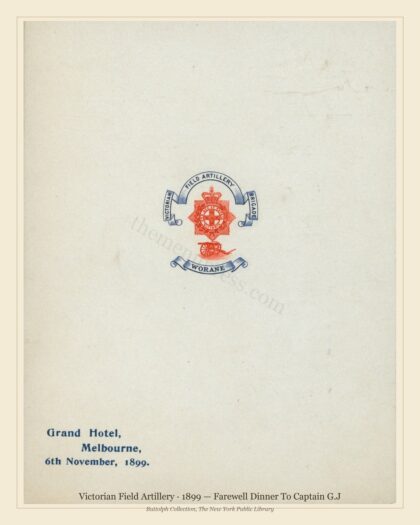 Victorian Field Artillery · 1899 — Farewell Dinner To Captain G.J