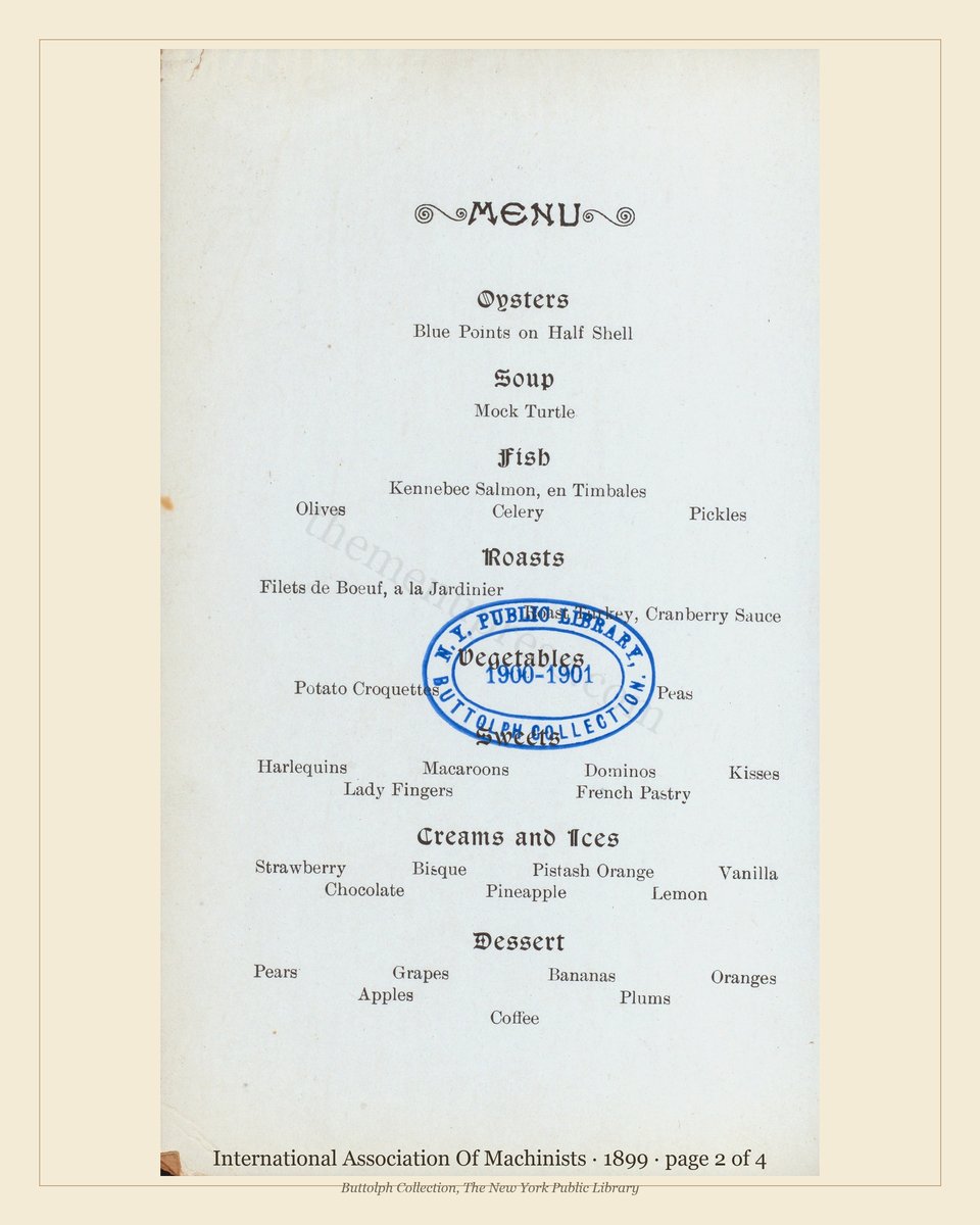 Vintage menu — page 2 of 4