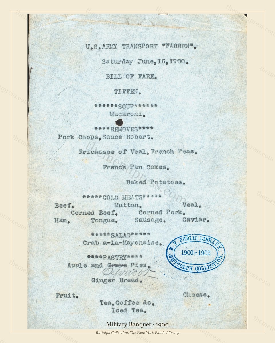 Vintage menu preview — 1900 Vintage Banquet Menu — U.S. Military, American Military Banquet (Complete 2