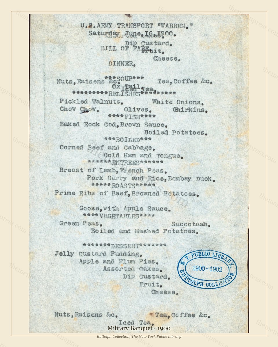 Vintage menu preview — 1900 Vintage Banquet Menu — U.S. Military, American Military Banquet (Complete 2