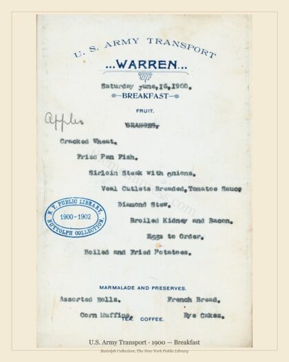 U.S. Army Transport · 1900 — Breakfast