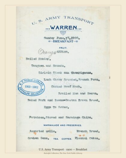 U.S. Army Transport · 1900 — Breakfast