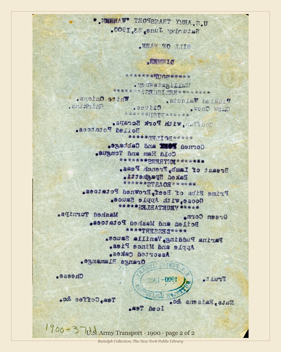 Vintage menu — page 2 of 2