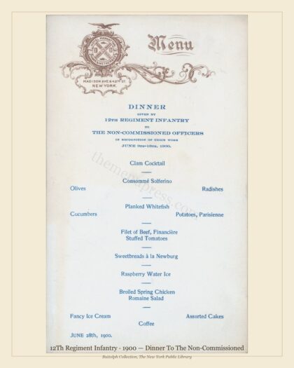 12Th Regiment Infantry · 1900 — Dinner To The Non-Commissioned