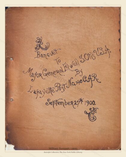Vintage menu preview — 1900 Vintage Banquet Menu — U.S. Military, American Military Banquet (Complete 1