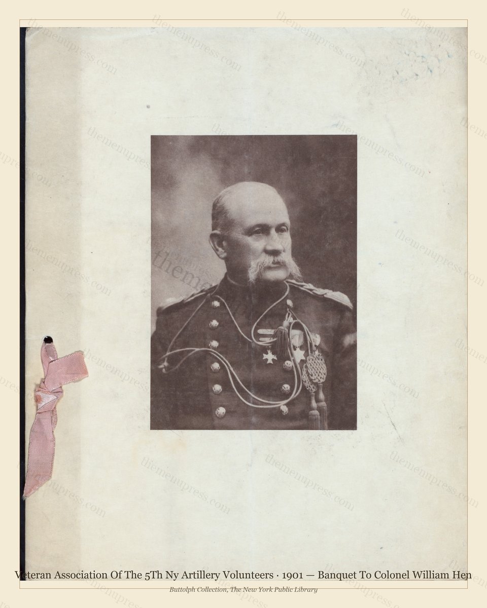 Vintage menu preview — 1901 Vintage Banquet Menu — Veteran Association of the 5Th Ny Artill, American M