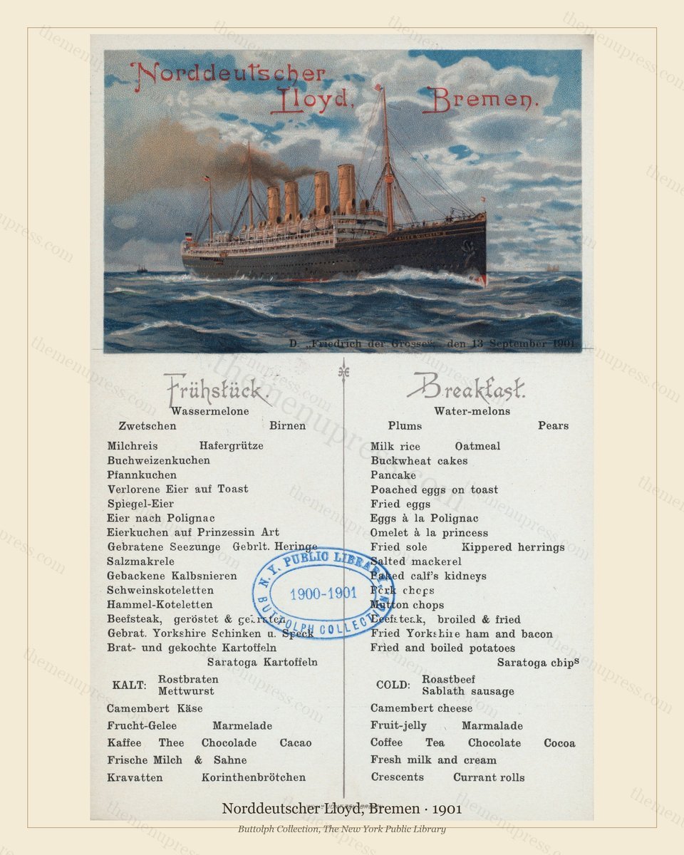 Vintage menu preview — Norddeutscher Lloyd · Breakfast at Sea · 1901