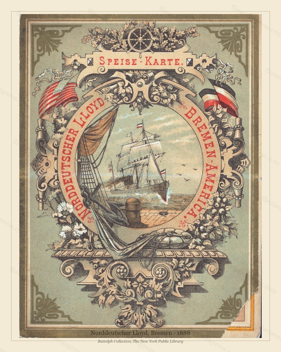 Vintage menu preview — Norddeutscher Lloyd · Bremen–America Service · 1888