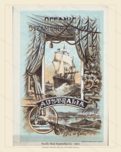 Vintage menu preview — Oceanic Steamship Company · S.S. Australia · 1901