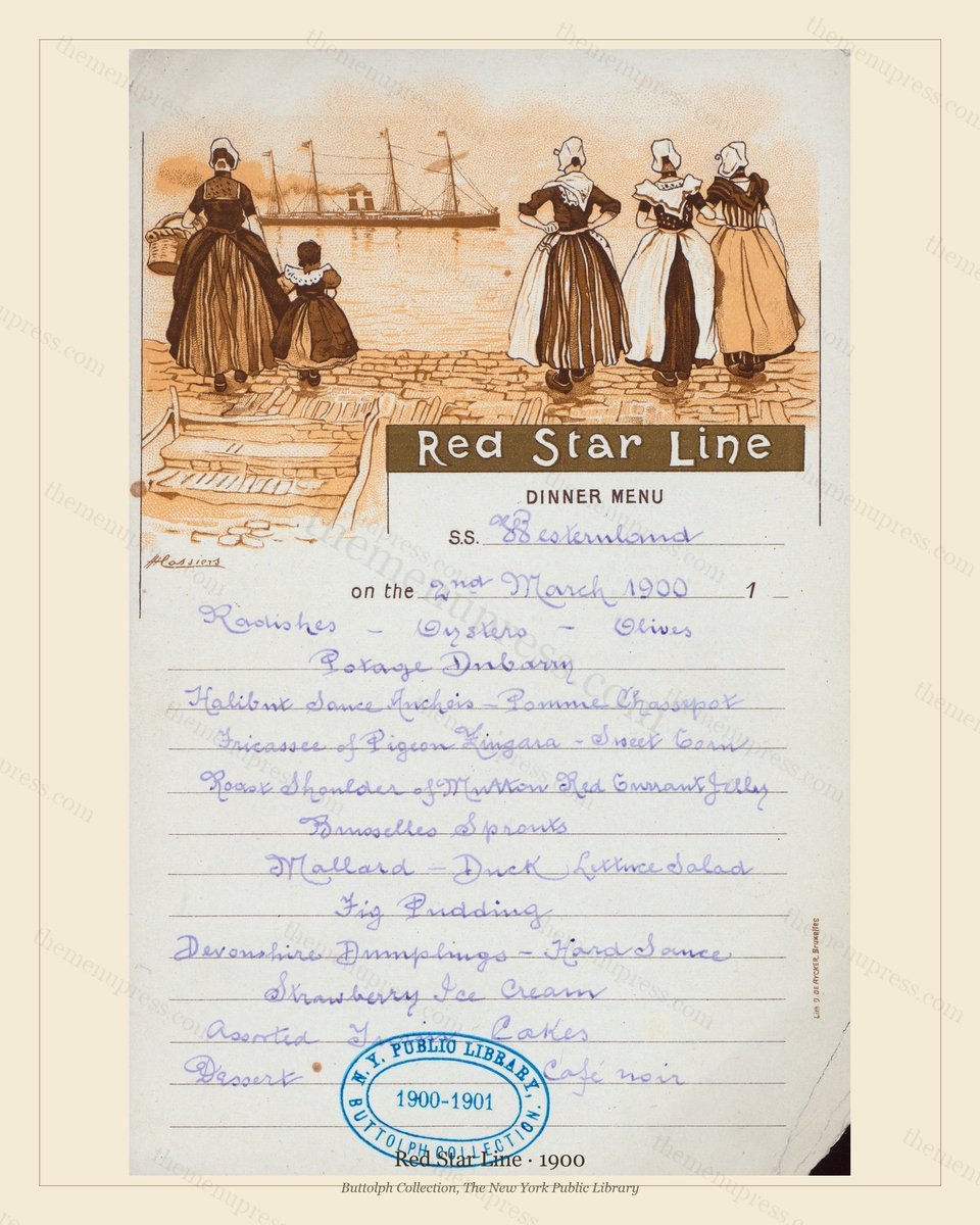 Vintage menu preview — Red Star Line · S.S. Westernland · 1900