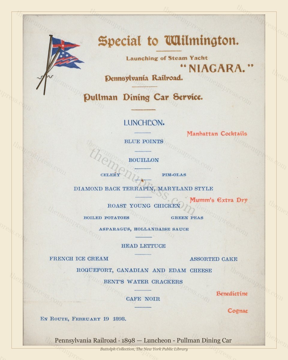 Vintage menu preview — 1898 Vintage Lunch Menu — Pennsylvania Railroad, American Rail Dining Car (Compl